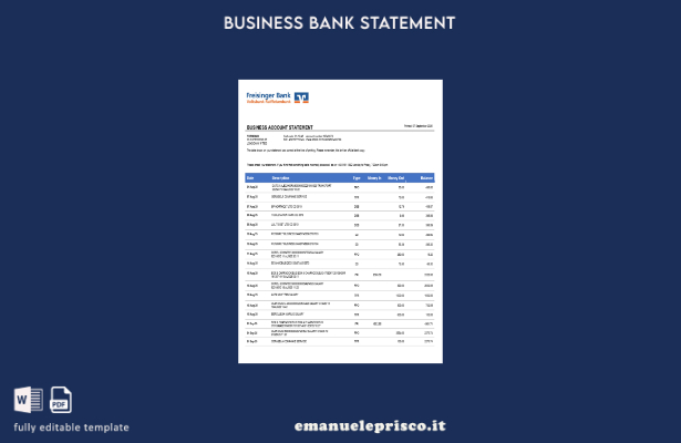 stile verificato Estratto conto bancario Freisinger Modello in formato Word e PD